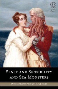 Unique, character-centered cover of Sense and Sensibility and Sea Monsters.
